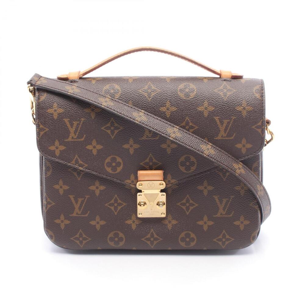 Louis Vuitton Pochette Metis Monogram Handbag Canvas Leather Brown